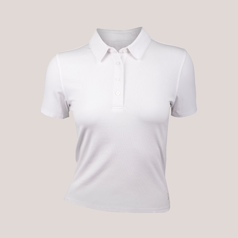 Women's fitted white polo shirt cheap